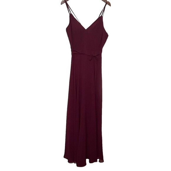 Marchesa Notte Bridesmaid Burgundy Valentia Long Gown ALine Straps Womens Size 8 - Picture 2 of 12